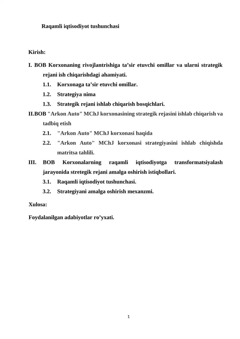 Raqamli iqtisodiyot tushunchasi