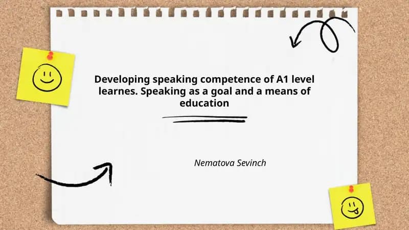 Developing speaking competence of A1 level learners
