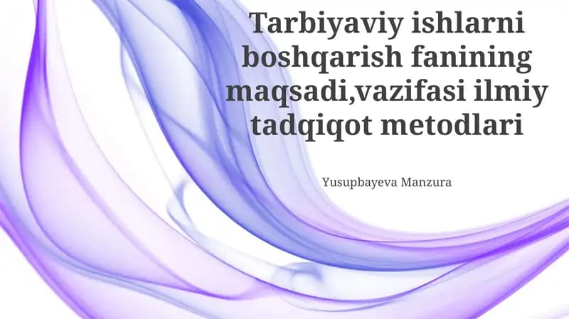 Ta'lim ishlarini boshqarish maqsadi