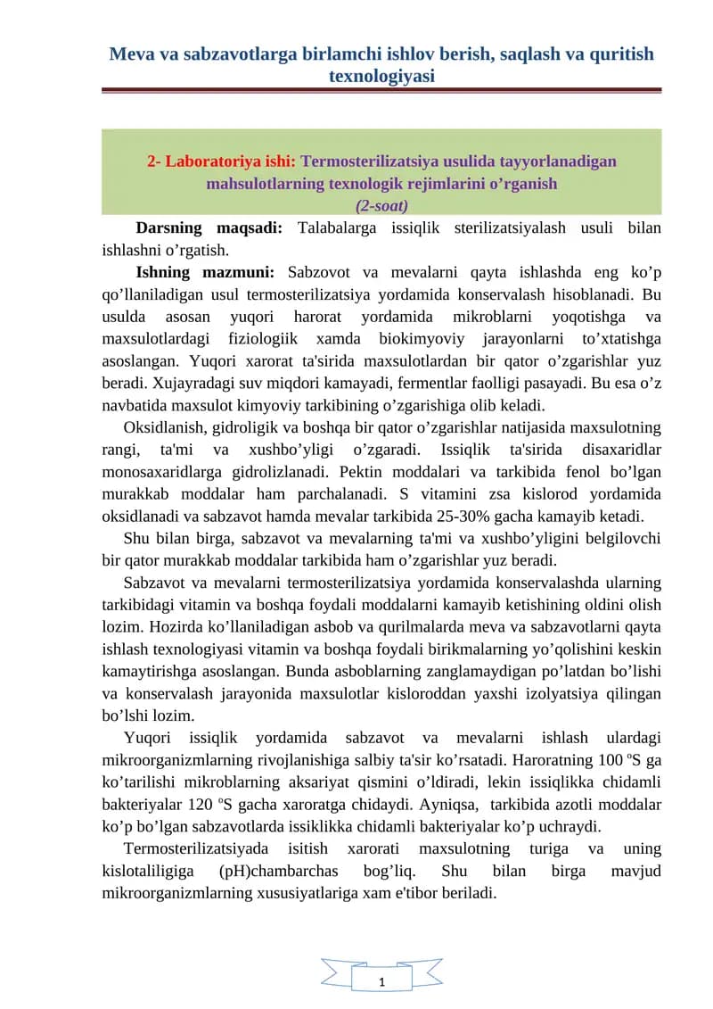 Termostеrilizatsiya usuli