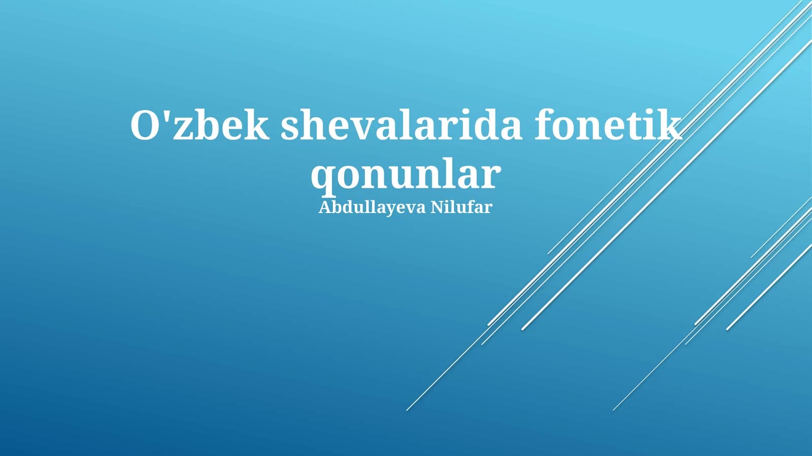 O'zbek shevalarida fonetik qonunlar