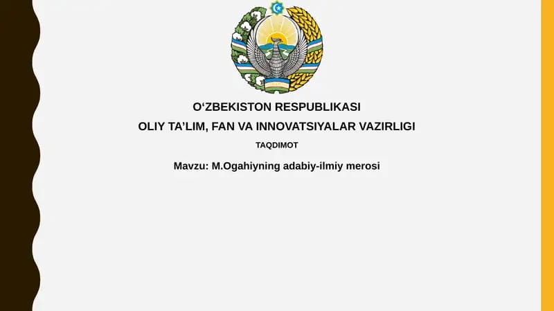 M.Ogahiyning adabiy-ilmiy merosi
