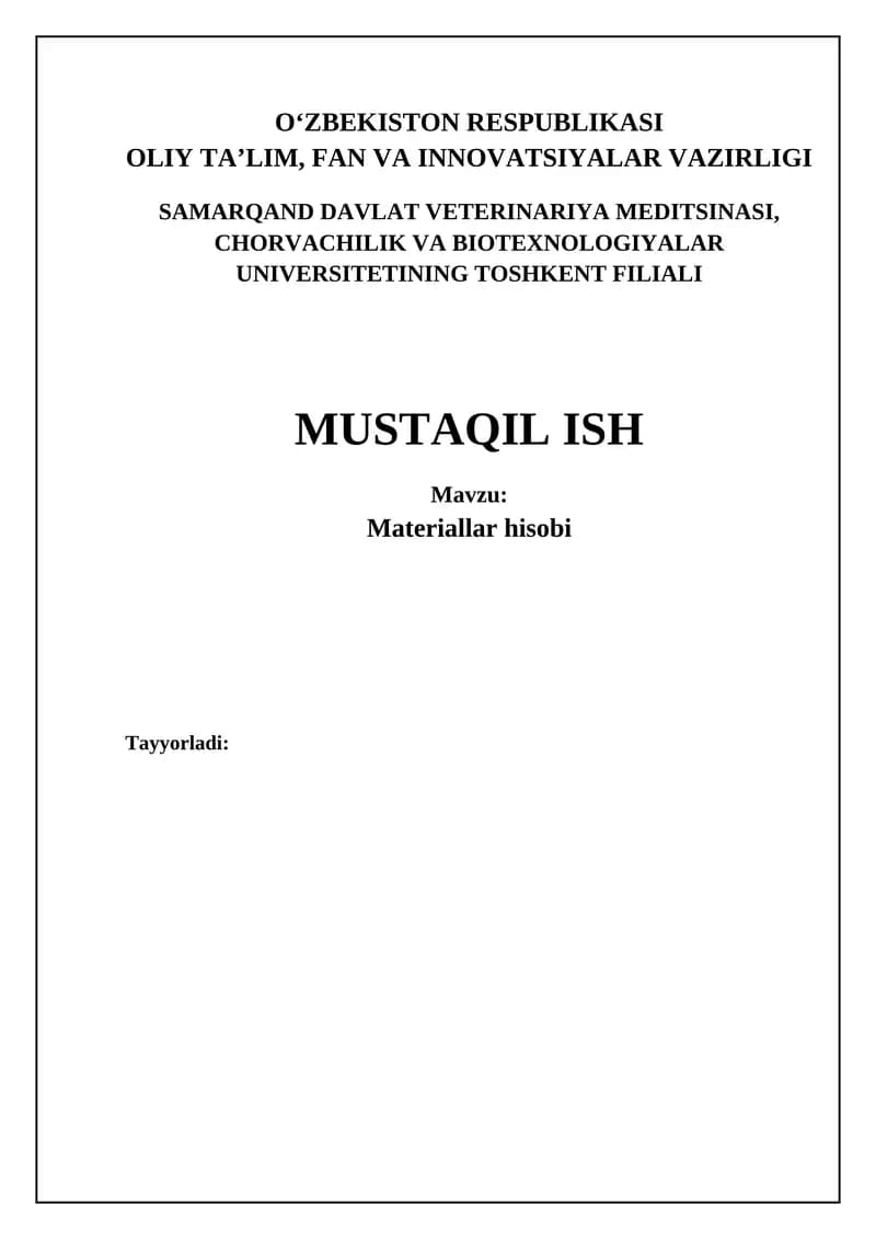 Materiallar hisobi
