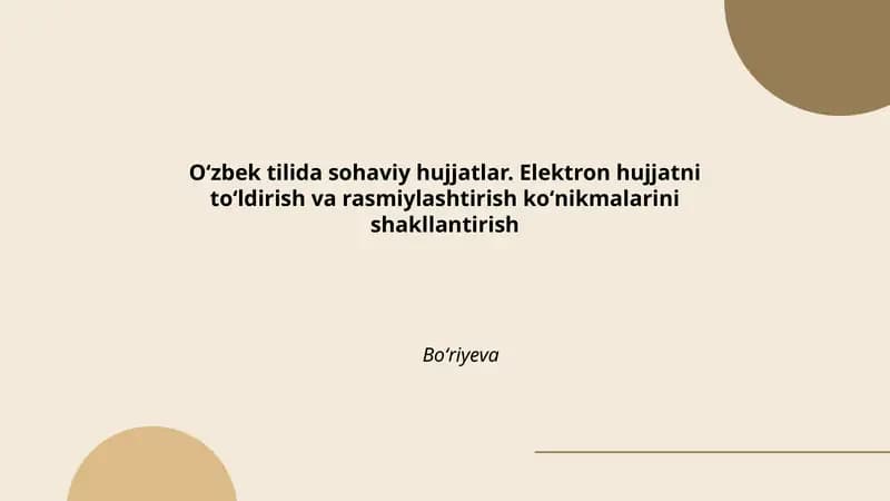 Oʻzbek tilida sohaviy hujjatlar