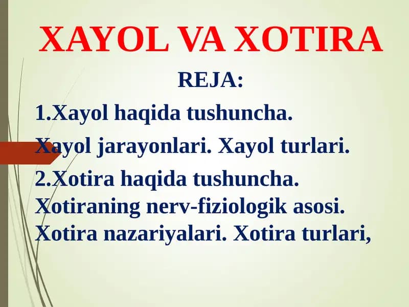 XAYOL VA XOTIRA