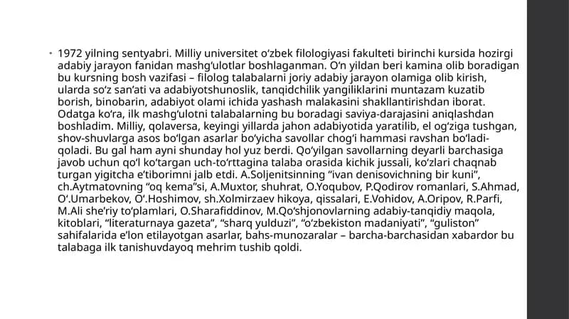 Behzod Yo‘ldoshevning ijodkorlar haqida fikrlari