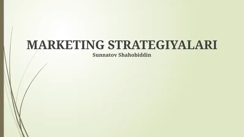 MARKETING STRATEGIYALARI