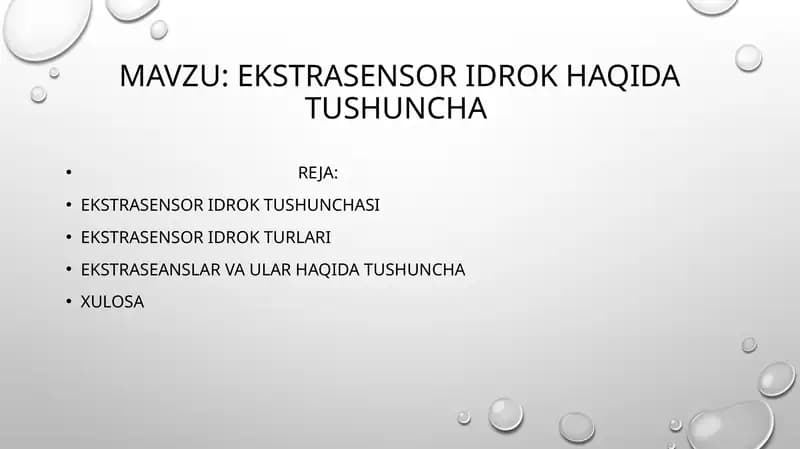 ekstrasensor idrok haqida tushuncha