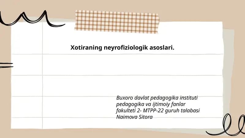 Xotiraning neyrofiziologik asoslari