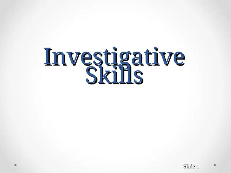 Scientific Enquiry Investigative Skills