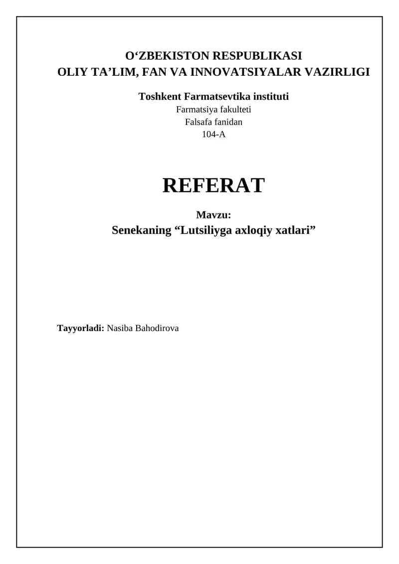 Senekaning Lutsiliyga axloqiy xatlari