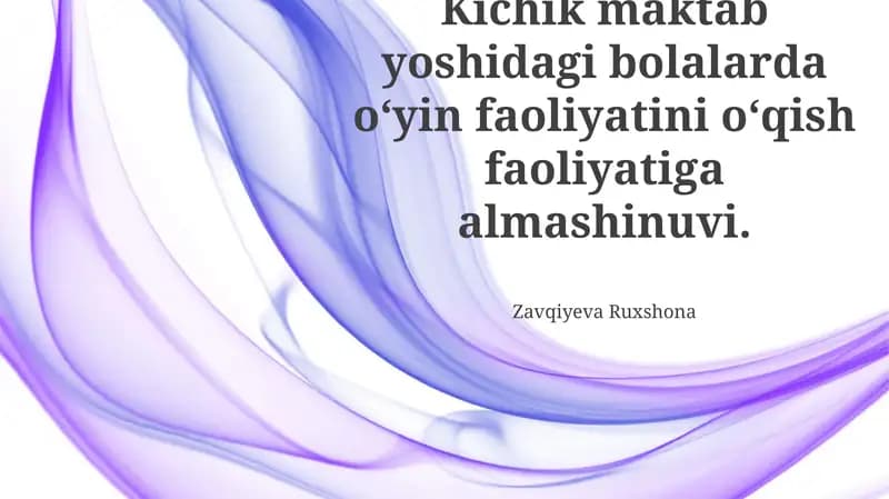 O'yin faoliyatini o'quv faoliyatiga almashish
