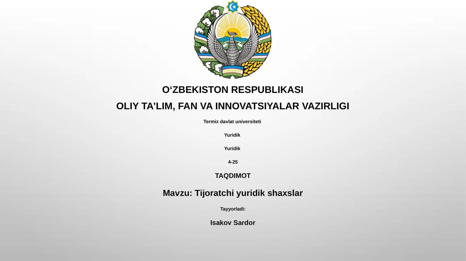 Tijoratchi yuridik shaxslar