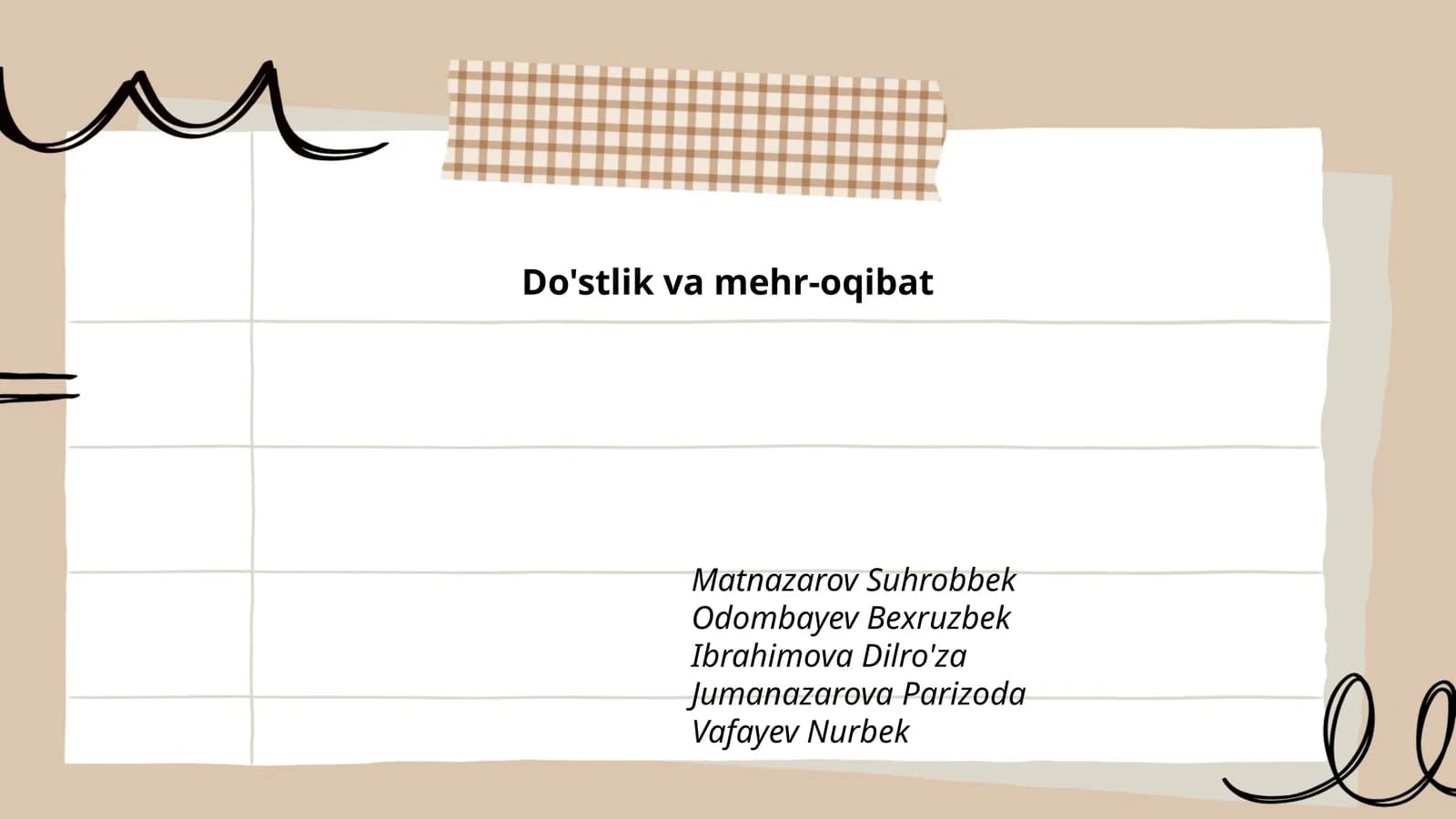 Do'stlik va mehr-oqibat