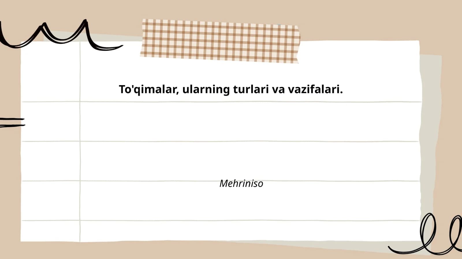 To'qimalar, ularning turlari va vazifalari