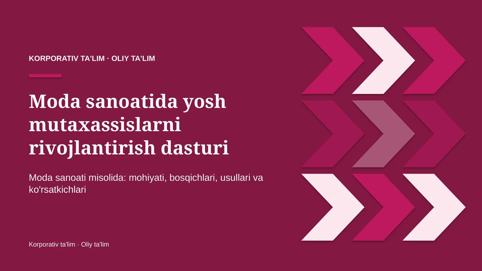 moda sanoatida yosh mutaxassislarni rivojlantirish dasturi 2713