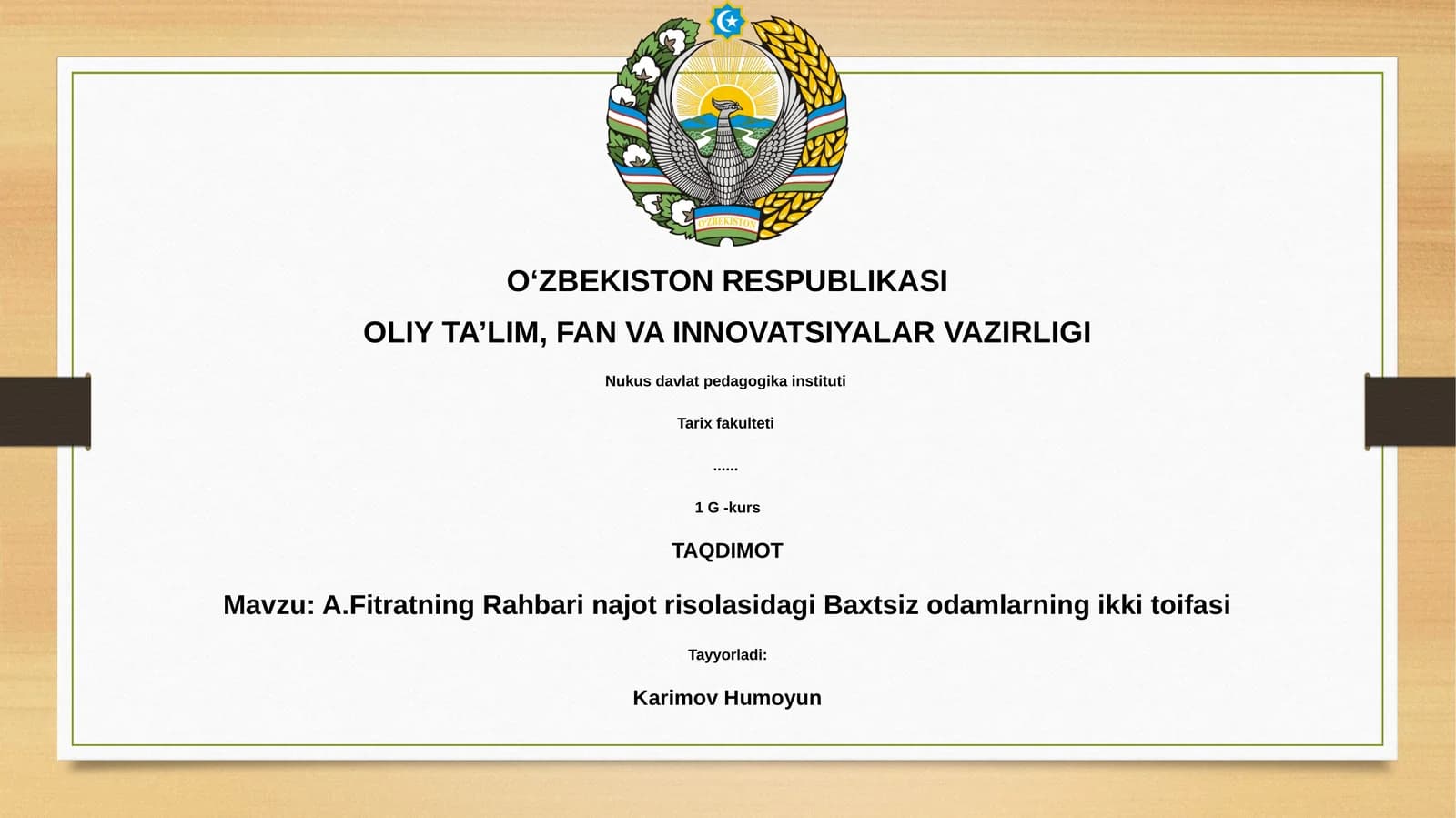 A.Fitratning Rahbari najot risolasidagi Baxtsiz odamlarning ikki toifasi