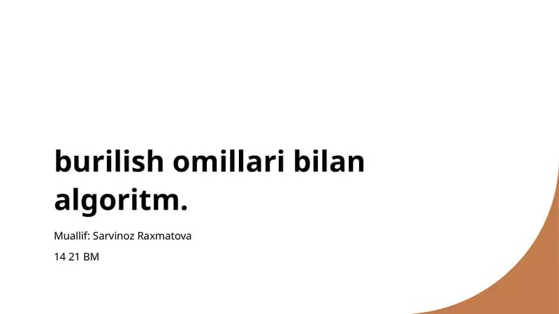 Algoritm va aylantiriladigan omillar
