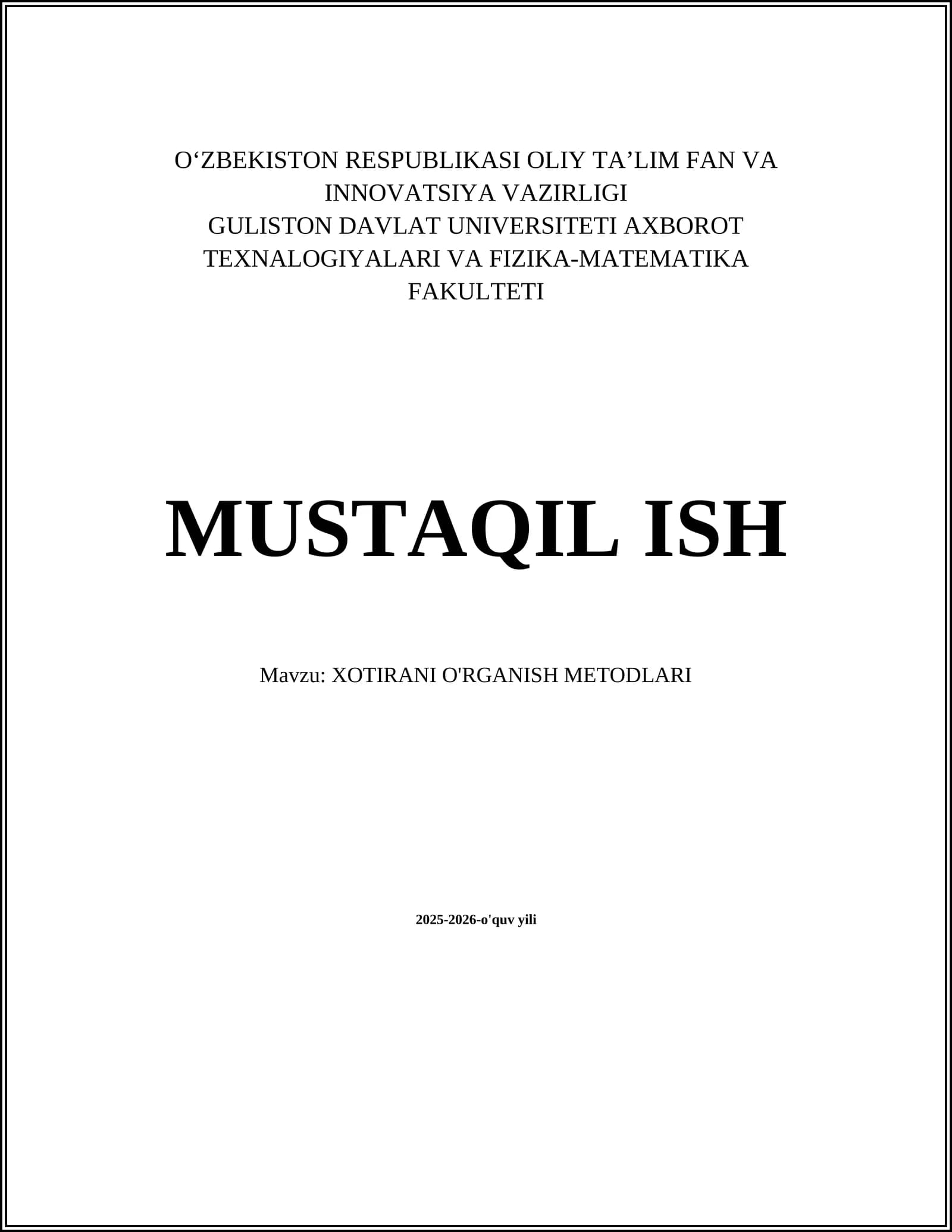Xotirani O'rganish Metodlari