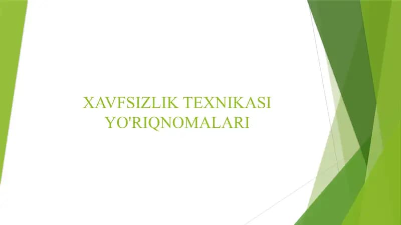 XAVFSIZLIK TEXNIKASI YO'RIQNOMALARI