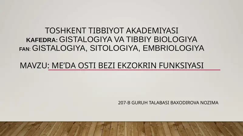 Me’da osti bezi ekzokrin funksiyasi
