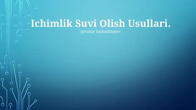 Ichimlik Suvi Olish Usullari