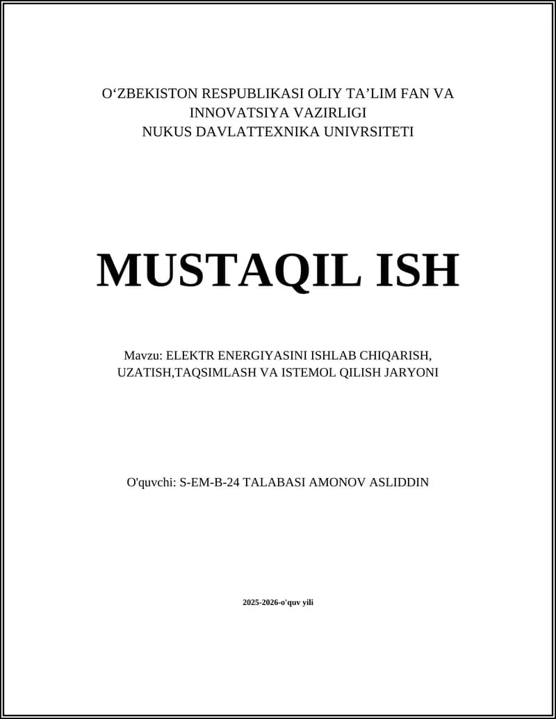 Elektr energiyasini ishlab chiqarish