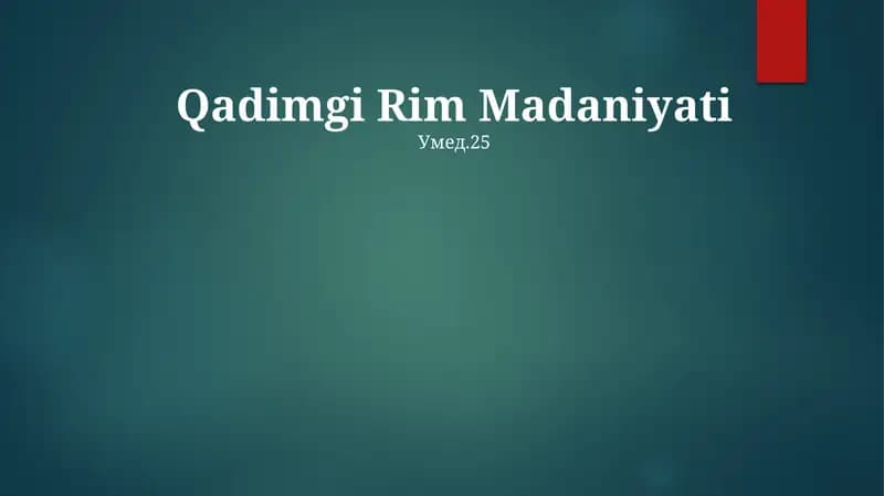 Qadimgi Rim Madaniyati