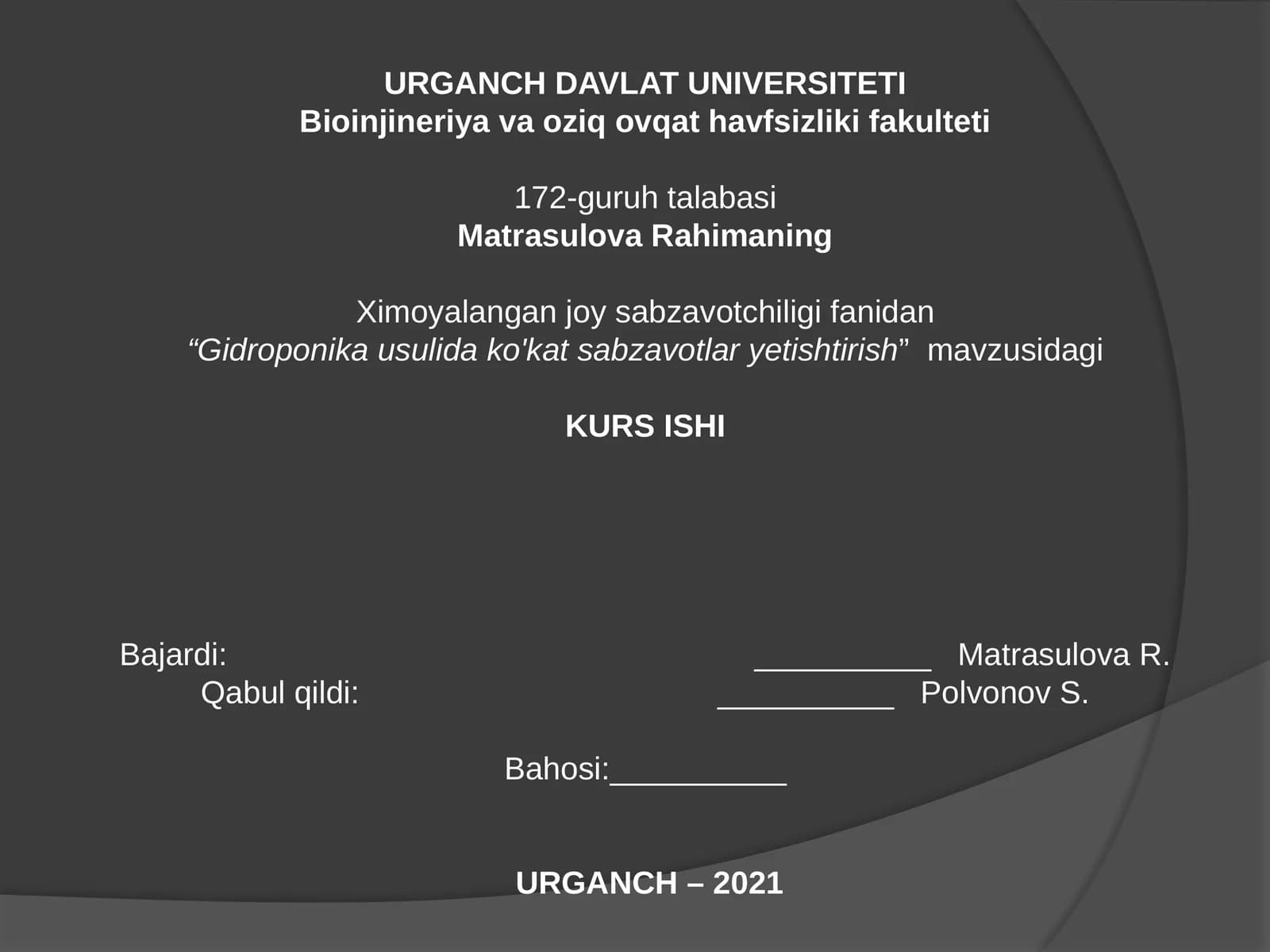 Gidroponika usuli da qo'qatsabzavotlarni yetishtirish