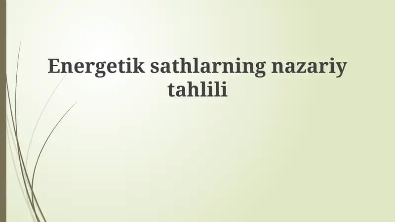 Energetiksathlarningnazariytahlili