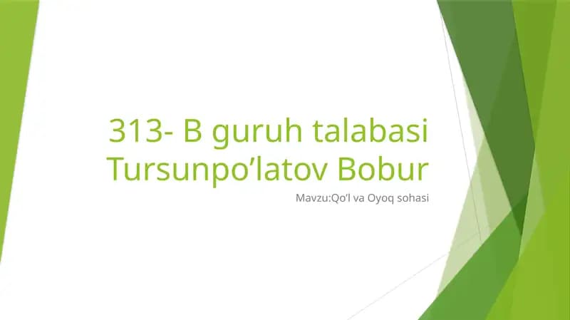 Qo‘l Va Oyoq Sohasi