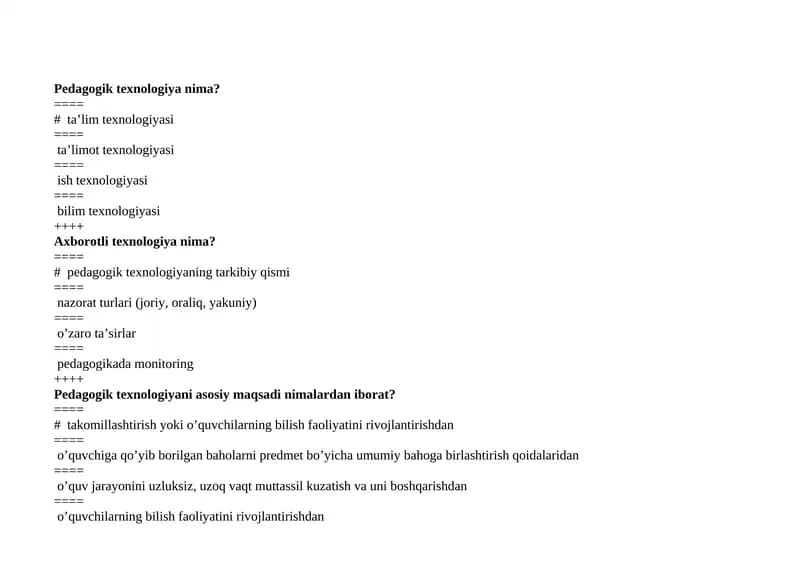 Pedagogik texnologiya nima?
