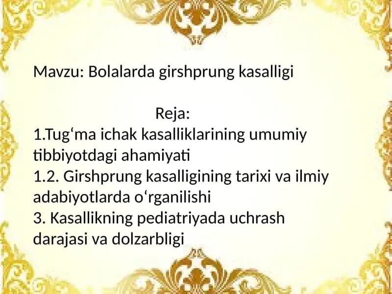 Bolalarda girshprung kasalligi