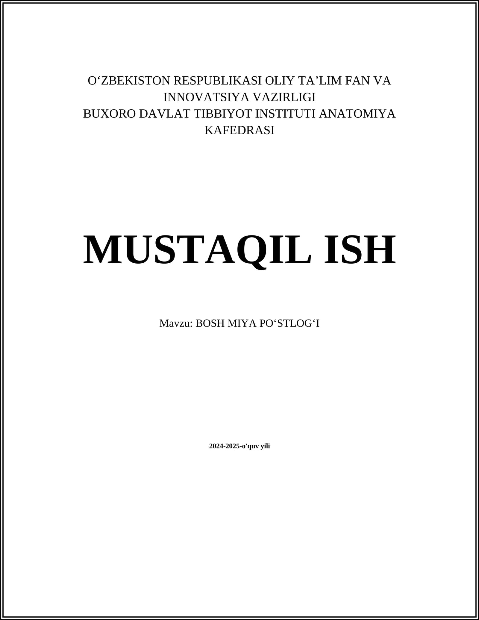 BOSH MIYA PO‘STLOG‘I