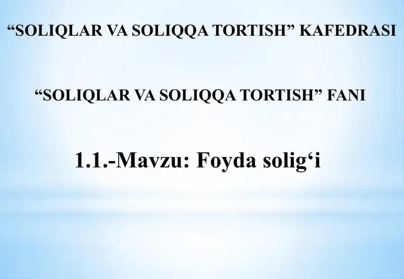Soliqlar va soliqqa tortish
