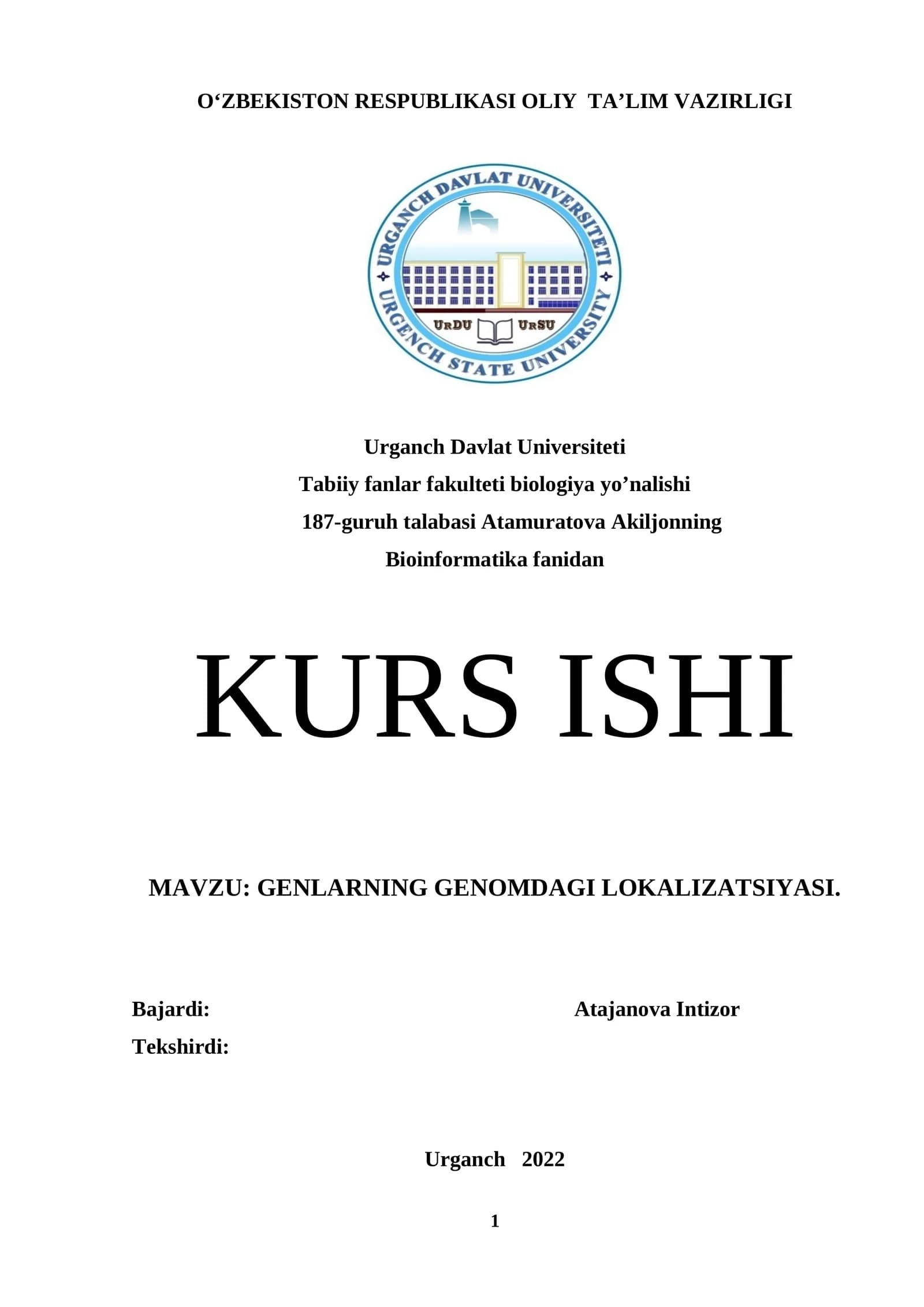 GENLARNING GENOMDAGI LOKALIZATSIYASI