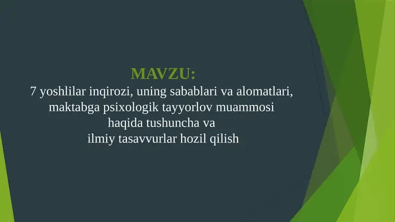 Bolalarda 7 yil inqirozi