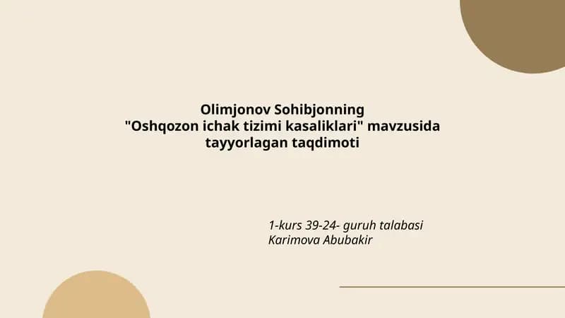Oshqozon ichak tizimi kasaliklari