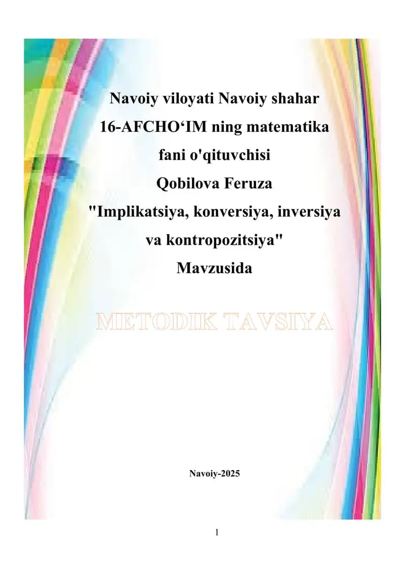 Implikatsiya, konversiya, inversiya va kontropozitsiya