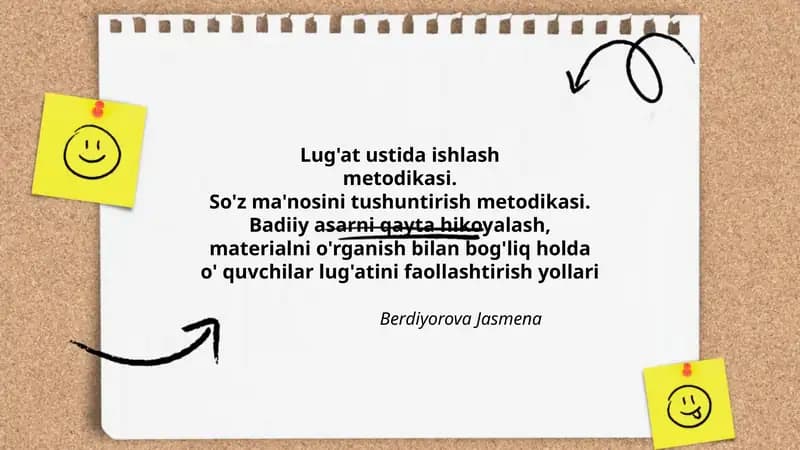 Lug'at ustida ishlash metodikasi