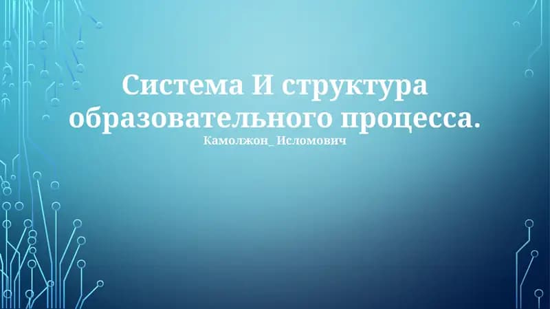 Система И структура образовательного процесса