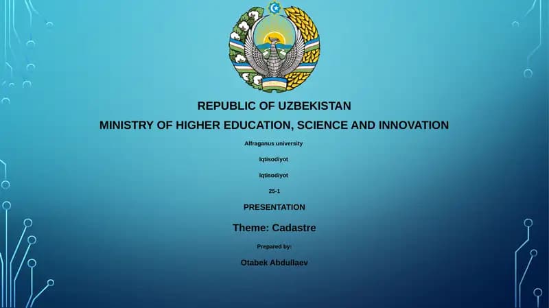 Cadastre Presentation at Alfraganus University