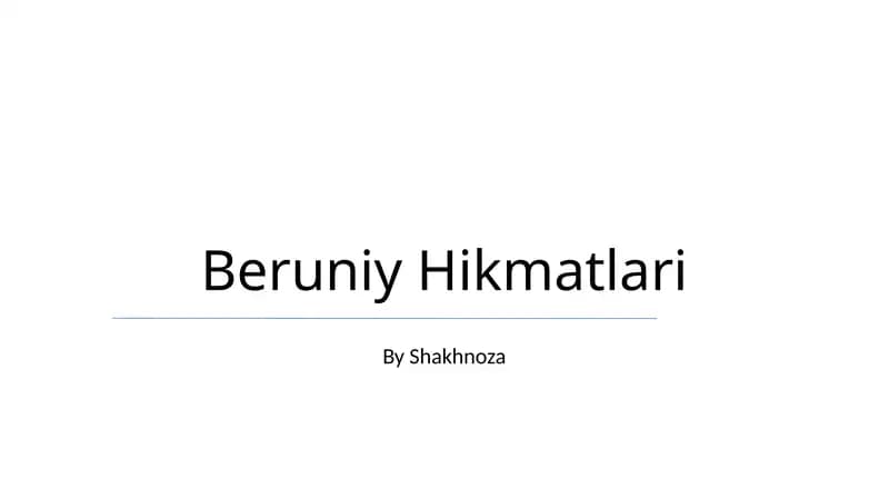 Beruniy Hikmatlari