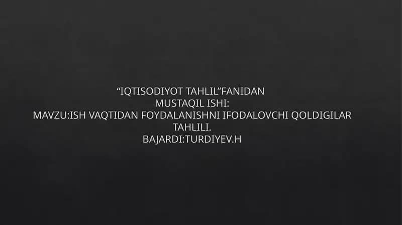 IQTISODIYOT TAHLIL