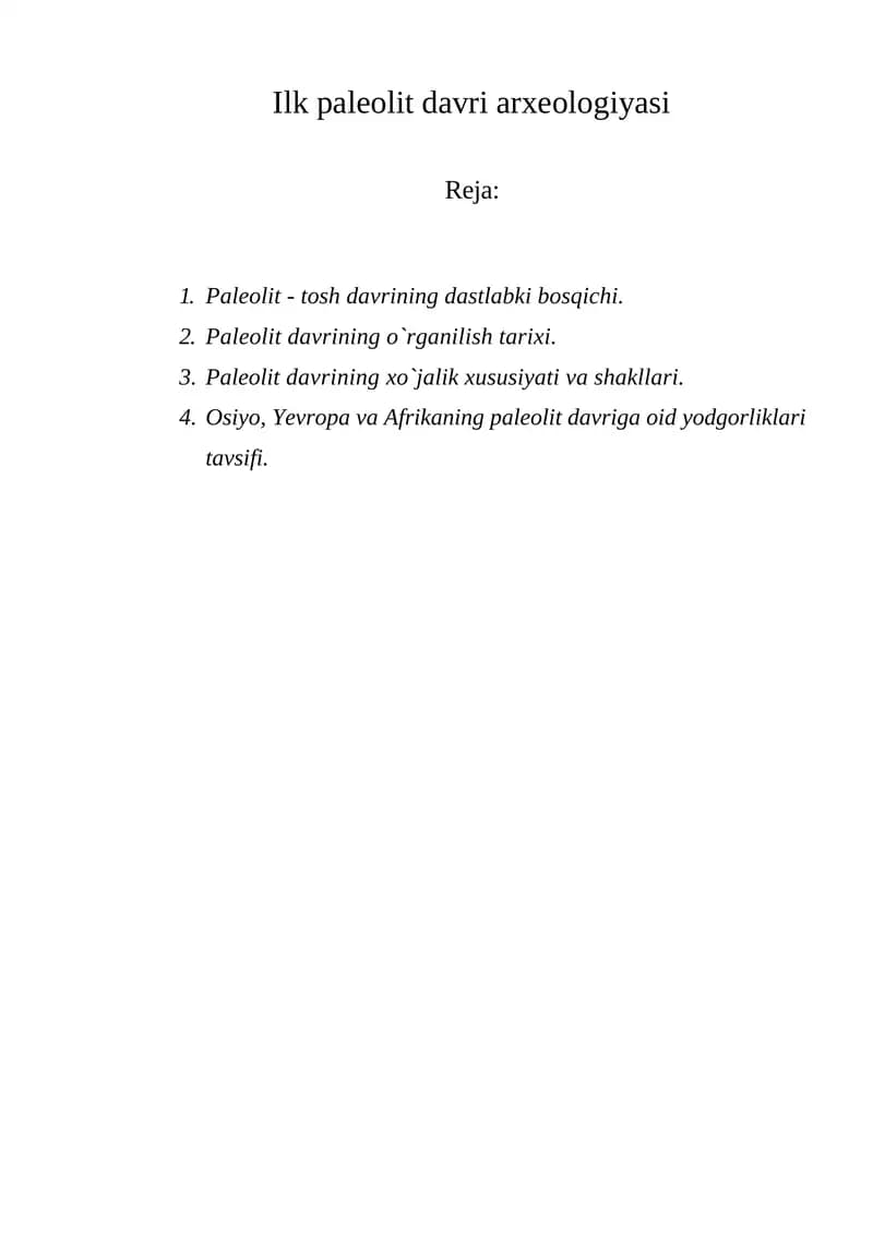 Ilk paleolit davri arxeologiyasi