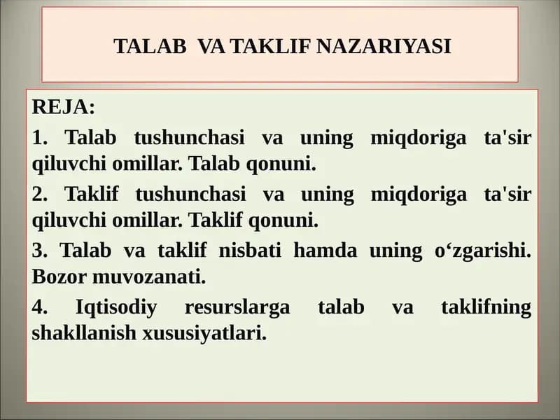 Talab va taklif nazariyasi