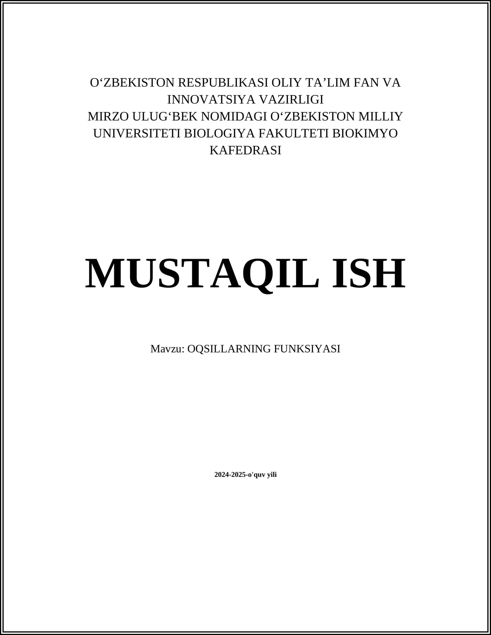 OQSILLARNING FUNKSIYASI