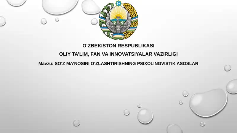 SO‘Z MA’NOSINI O‘ZLASHTIRISHNING PSIXOLINGVISTIKASOSLAR