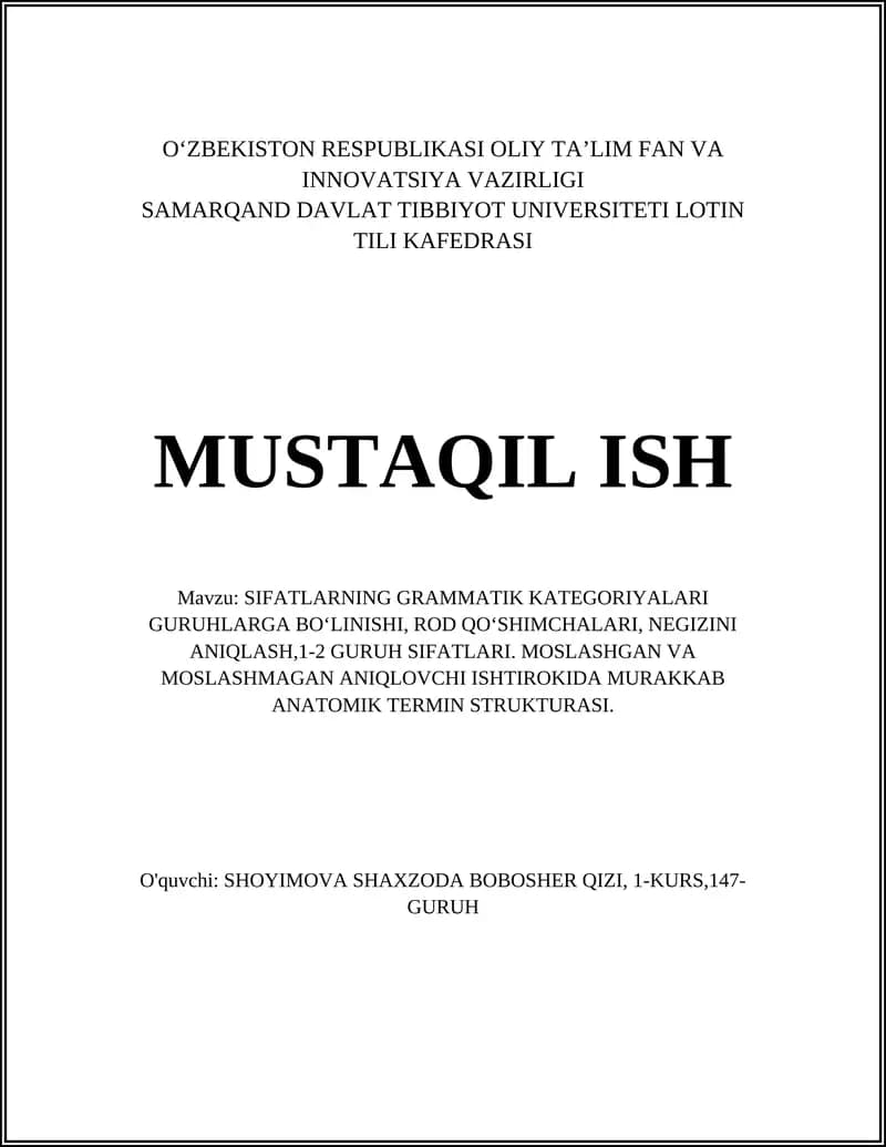 Sifatlarning grammatik kategoriyalari