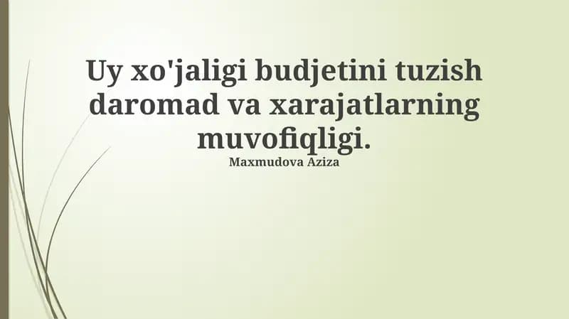 Daromad va xarajatlarni tushunish